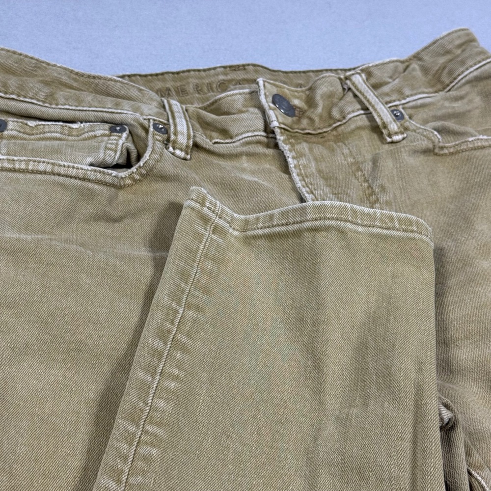 American Eagle Next Level Flex Skinny Jeans Olive Khaki Tan Mens 29x32